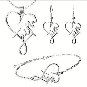 FAITH NECKLACE EARRINGS AND BRACELET SET